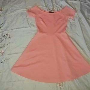 Pink off shoulder mini dress